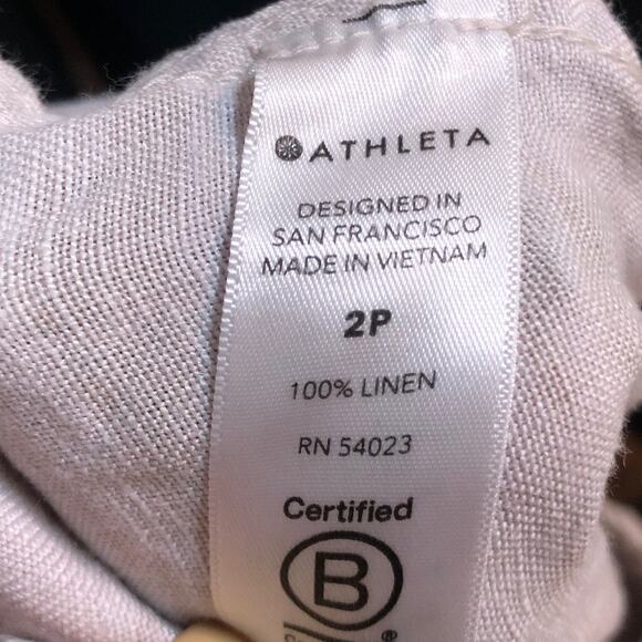 Athleta Womens Pants Tan Cream Camouflage Petite Cabo Tide Linen Jogger 2P - Picture 5 of 12
